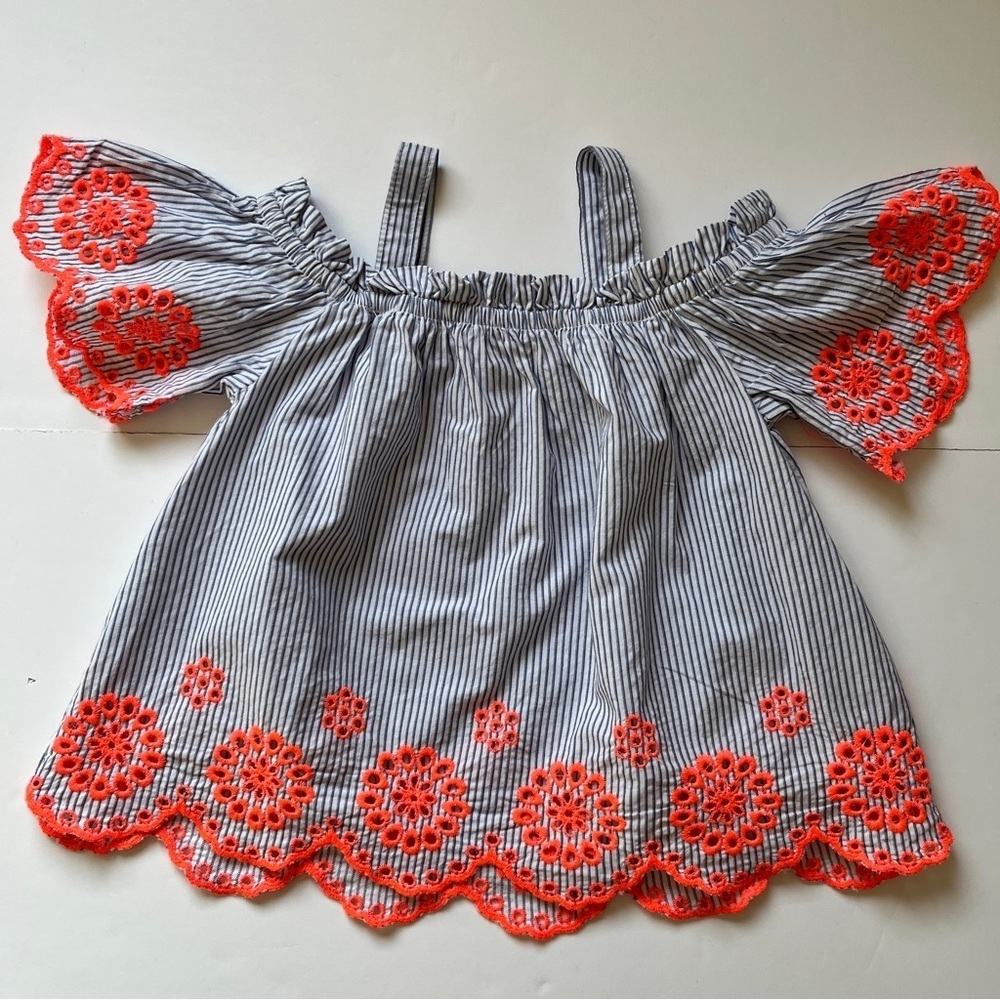 Zara Girls Collection Off Shoulder Strap Ruffle Blouse Top Shirt Embroidered 5 - Picture 4 of 12